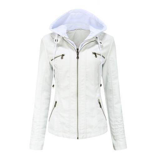 Drawstring Hooded leather jacket two-piece leather coat women's coat large - Picture 87 of 89