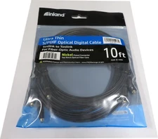 Inland Toslink Digital Optical Audio Cable 10ft (3 Pack) US Retail NEW