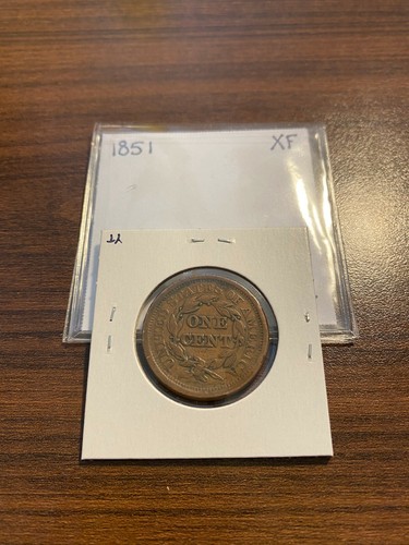 1851-P Braided Hair Large Cent 1C EXTRA FINE (XF)    - Picture 2 of 2