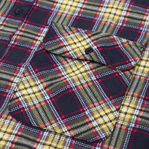 Men ' s 100% Cotton Plaid Flannel Shirt Long Sleeve Fashion Comfort Fit Pockets - Picture 76 of 95