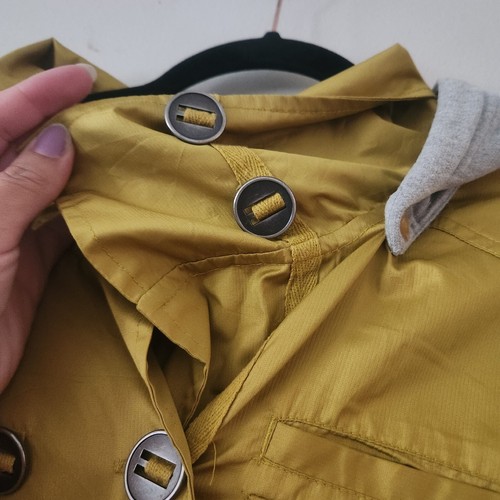 Hurley hooded rain coat size XL mustard yellow button up jacket juniors - Picture 5 of 7