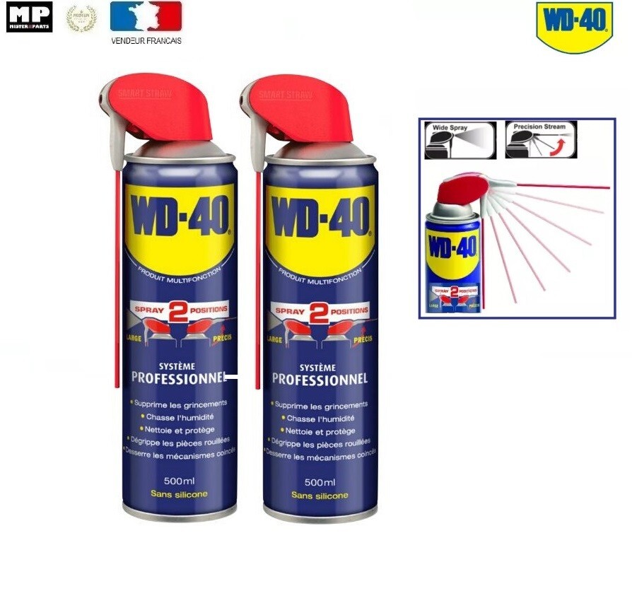 WD40 Super Dégrippant action rapide spray double position 500ml anti grippage