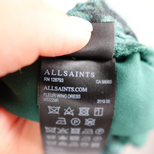 AllSaints Fit Flare Dress Womens 4 Green Chic Artsy Boho Statement Sleeveless - Picture 12 of 20