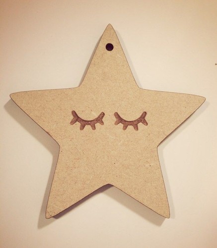 mdf wooden star 9cm sleepy eyes shape craft - Picture 2 of 3