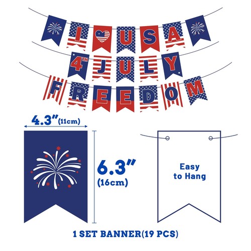 Party Spot 103 pcs Red White and Blue Decorations Independence Day Decoration... - Picture 8 of 9