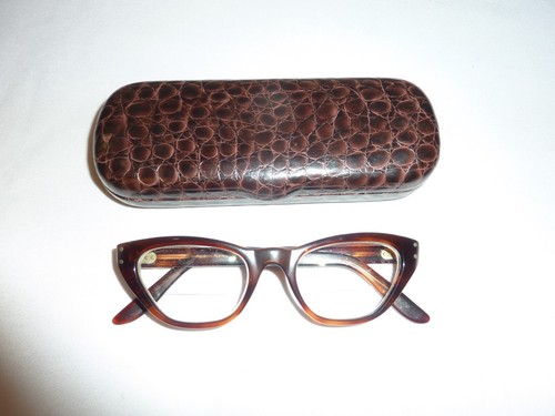 Swank Vintage 60s Tortoise Cat Eye Eyeglass All States Frame France 40 20 128 - Picture 1 of 8
