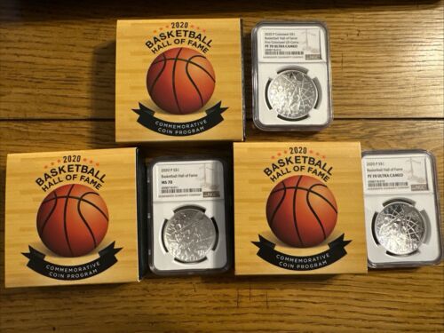2020 P $1 Basketball Hall of Fame Colorized Silver Dollar PF70 Ultra Cameo & MS - Picture 3 of 5