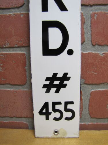 State RD #455 altes vertikales schwarz weißes Porzellan Straßenverkehr Schild - Bild 10 von 16