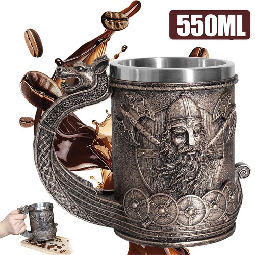 550ML Wikinger Krug Nordic Viking Tankard Bierbecher Vatertagsgeschenk Geschenk - Bild 14 von 21