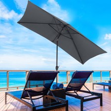 3mx2m Patio Umbrella Sunshade Garden Cafe Beach Aluminium Crank Tilt Parasol UK