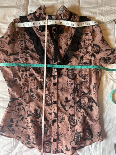 Spin Doctor Gothic Victorian Blouse Size S Dusty Pink Alternative Bow Tattoo - Picture 11 of 11