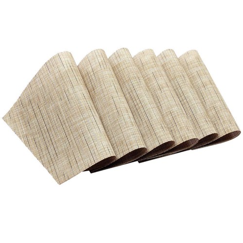 Alfombrillas de mesa de cocina con cuña para cena 6 piezas + 1 pieza almohadillas redondas impermeables tejidas impermeables - Imagen 16 de 44