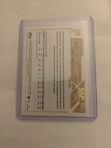 2023 TOPPS UPDATE #US26 DREW MAGGI SSP GOLDEN MIRROR VARIATION PIRATES ROOKIE - Picture 2 of 2