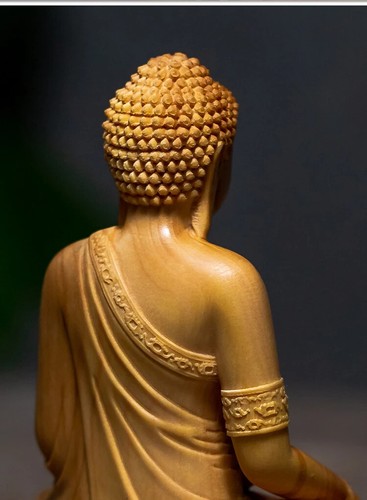 Holzschnitzerei Shakyamuni Buddha Figur kleine Statue ästhetische Raumdeko Basteln - Bild 9 von 10