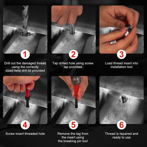 Thread Repair Kit M6 X 1.0mm, Helicoil Metric Thread Repair Insert Kit with HSS - Picture 2 of 7