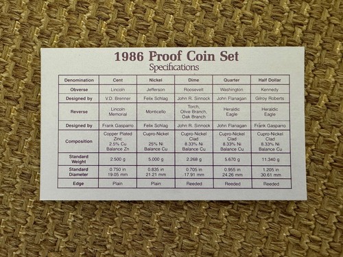 1986 U.S. Mint Proof Set, Five Sets, 25 Coins, S-Mint - Picture 5 of 6
