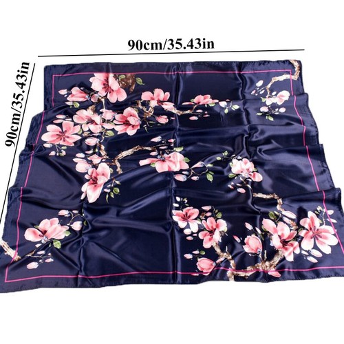 Mujeres Estampado floral Bufanda de Seda Satén Bufandas Chales Grande Hijab Bandana Suave - Imagen 2 de 18
