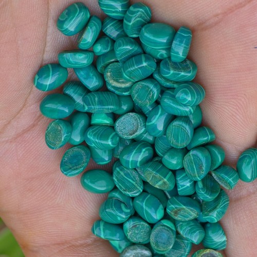 12.20 Ct Natural Cabochon Green Malachite Loose Gemstone Lot 15 Pieces - Picture 10 of 11