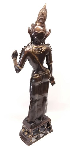Vintage 31" Tall Solid Bronze Brass Hindu Standing Statue Figure Ornate Deity - Picture 8 of 12