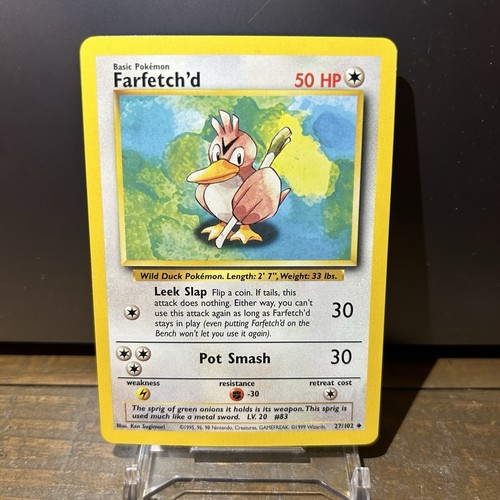 Farfetch'd Base Set 1999 27/102 Pokémon TCG LP Vtg - Picture 1 of 2