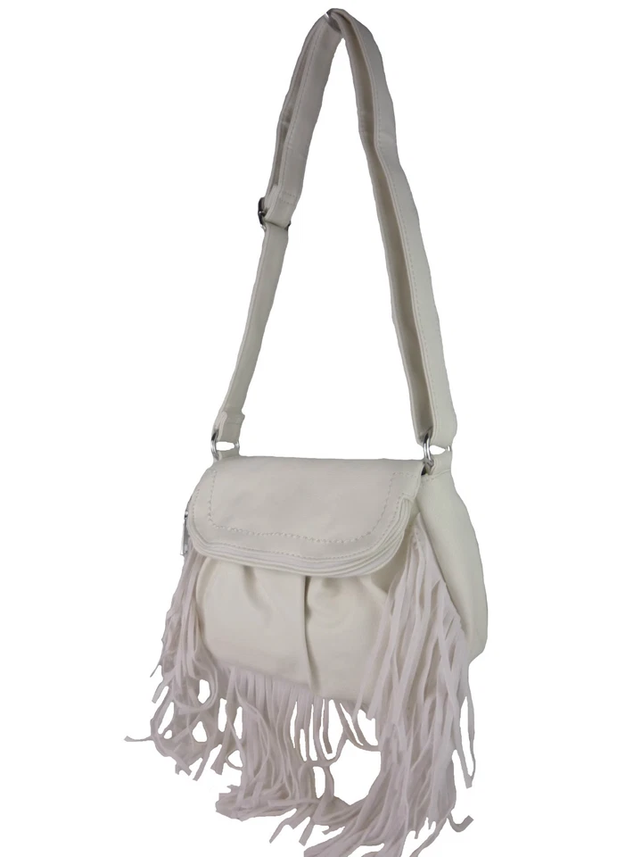 Umhängetasche Damen Fransen klein Leder Imitat Schultertasche cross over E113 - Bild 2 von 4