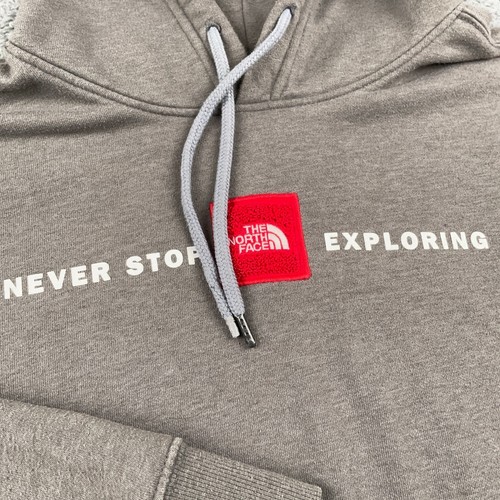 The North Face Hoodie Mens Large Gray Fleece Pullover Logo Graphic Outdoors - Picture 3 of 11