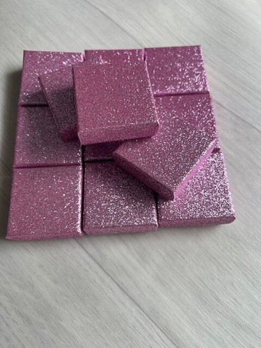 WHOLESALE JOBLOT 48 PINK GLITTER RING BOXES, JEWELLERY PACKAGING - Picture 1 of 4