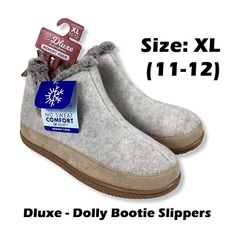 Dearfoams Dluxe Women's Dolly Felted Bootie Slippers Taupe XLarge US Size 11-12