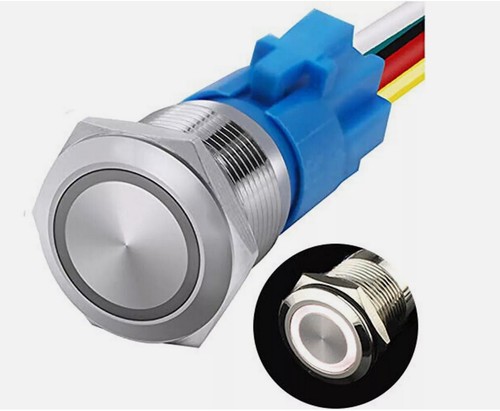 19mm 12V LED ON OFF Drucktaster Netzschalter rastend mit Kabelbaum - Bild 4 von 13