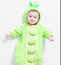BABY INFANT PEAPOD HALLOWEEN COSTUME BABY BUNTING PLUSH Costume Size 0-6 Months