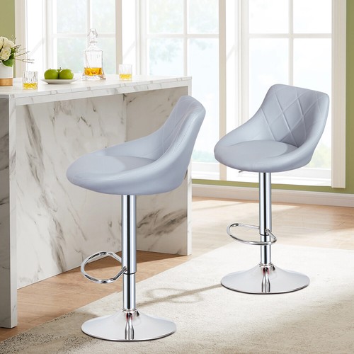 2PCS Bar Stools Gas Lift Swivel Stool Pub Club Cafe Breakfast Chair Faux Leather - Picture 116 of 217