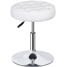 Adjustable Vanity Stool 360° Swivel PU Leather Makeup Ottoman Stool for Bedroom