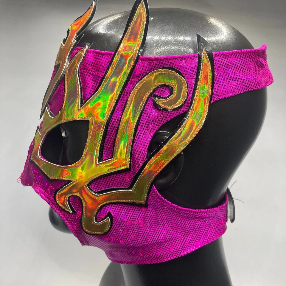 Máscara Lucha Libre La Hiedra Mujer Grado Semi Profesional Lucha Rosa y Dorado Foto 3 de 4