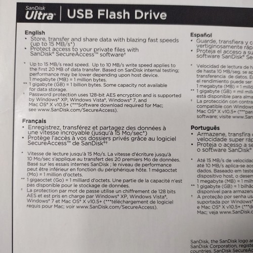 SanDisk ULTRA 16GB USB Flash Drive Slider SDCZ45-016G-A11 Retail Pack - Picture 4 of 4