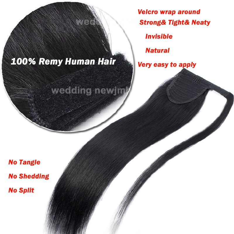 100% Real New Clip In REMY HUMAN Hair Extension Pony Tail Wrap Around Ponytail L - Image 4 of 4