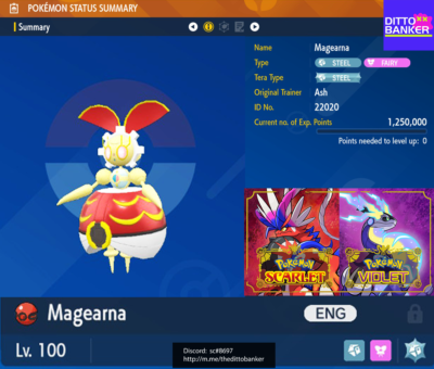Non-shiny Magearna Original Color 6IV - Pokémon Scarlet/violet (100 Non-shiny Magearna Original Color 6IV - Pokémon Scarlet/violet (100