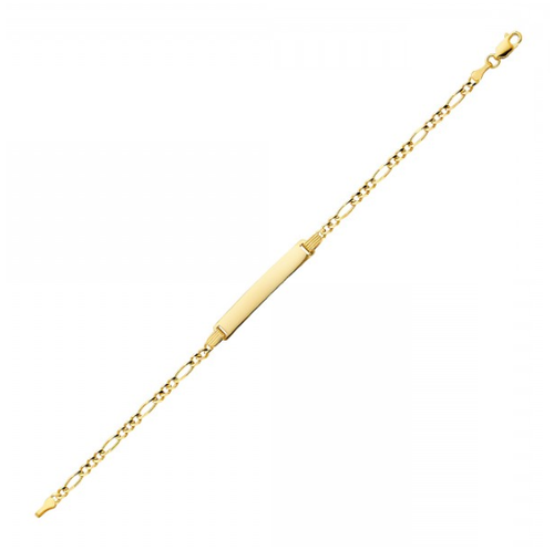 14K Solid Yellow Gold Figaro ID Bracelet 3mm 7.5" - Free Engraving Name Plate - Picture 2 of 2