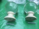 LAURA ASHLEY Finials 2 Acrylic Ball Natural wood  for 35mm pole RRP £72
