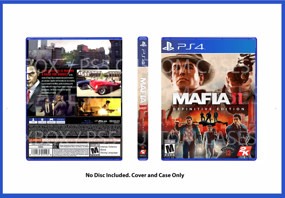 XBOX PS4 Mafia 2 Definitive CUSTOM REPLACEMENT CASE NO DISC SEE DESCRIPTION