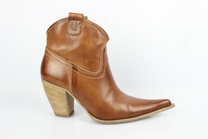 SAN MARINA Bottines Boots Santiag Cuir Marron Moyen T 38 Excellent état