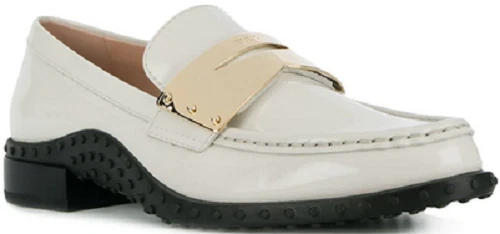 TOD’S Mocassino nuovo TODS bianco brevetto tono oro Penny Keeper Made in Italy taglia 36 ($745)