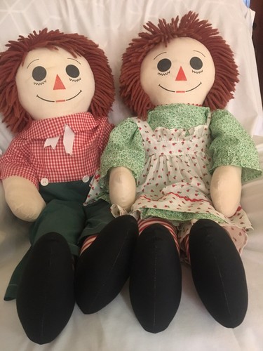 Vintage 36" Homemade RAGGEDY ANN and ANDY DOLLS - Picture 1 of 8