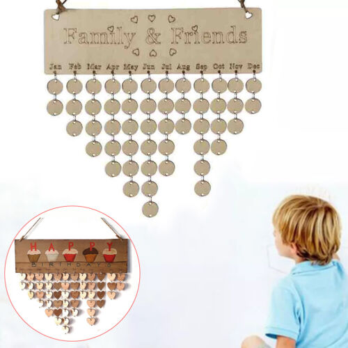 Dauerkalender Holz Kalender Geburtstag Erinnerung Familie Freunde Kalender DIY~ - Bild 2 von 13