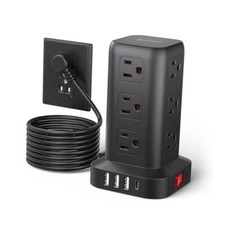 Surge Protector Power Strip 10 FT Cord, Power Strip Tower with 4 USB Ports