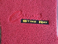 US MADE 1963 - 1967 CorvetteRed  Floor Mats with  Sting ray logo NEW