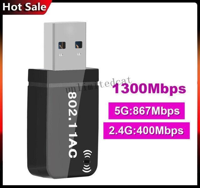AC 1300Mbps Mini Wi-Fi Stick Dual Band 2.4GHz / 5GHz Dongle USB 3.0 WiFi Adapter- AC 1300Mbps Mini Wi-Fi Stick Dual Band 2.4GHz / 5GHz Dongle USB 3.0 WiFi Adapter-