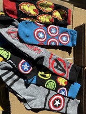 Marvel Men's Crew Socks Size 6-12 Avengers, Captain America Iron Man Lot Of 6