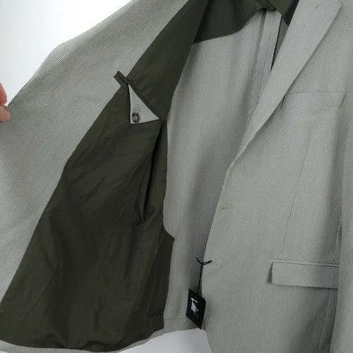 Nordstrom Mens Shop Blazer Large Olive Tundra Seersucker Extra Trim Fit Jacket - Picture 10 of 11