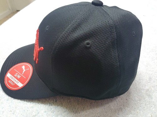 Men's Black/Red Logo Puma Stretch Fit Small/Medium Hat! New - Picture 3 of 9