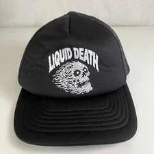 Liquid Death Vicious Trucker Snapback Hat Cap Official Yupoong Mesh Back Black